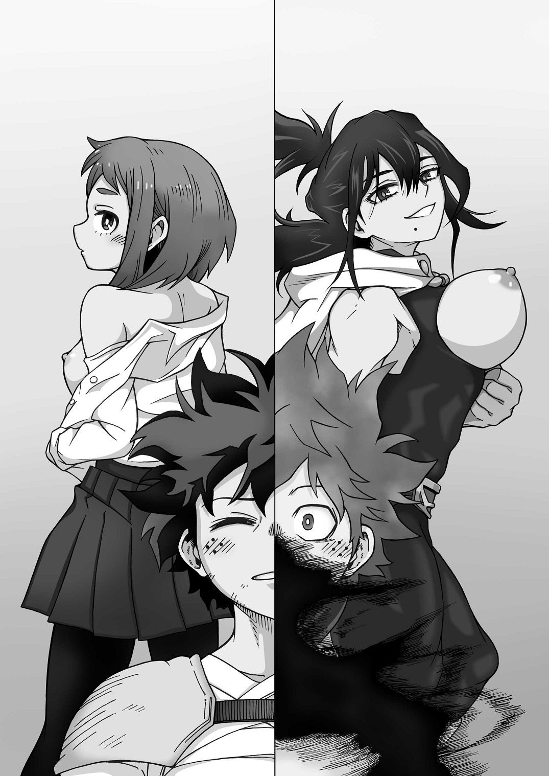 [日本漫画] [SideC (脇役君)] 僕のHな初体験 (僕のヒーローアカデミア) 单本,巨乳大奶,露出,大阴茎#[19P]-1