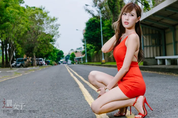 [Mzsock] NO.047 Abby red dress short skirt high heels beautiful legs outdoor shot street photography#[106P]-2