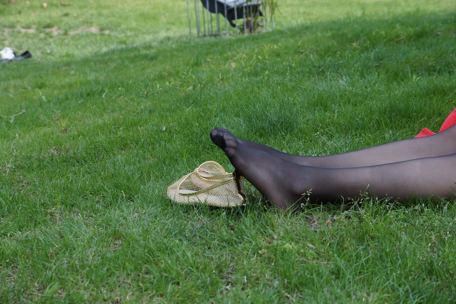 [Mzsock] NO.031 Long black silk on the grass street photography#[56P]-10